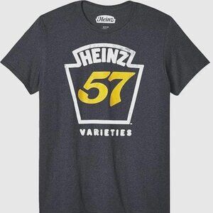 Heinz Mens 57 Varieties Vintage Black (Charcoal) Distressed Logo Shirt New S-2XL
